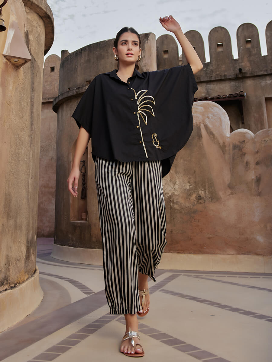 Set of 2 - Rabat Sequined Poncho Shirt & Pants