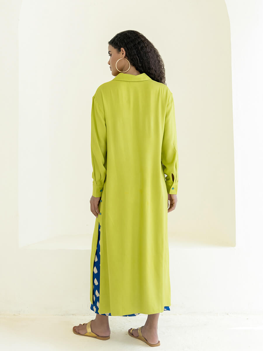 Set of 2 - Tan Long Shirt Dress & Wrap-Around Palazzo Set