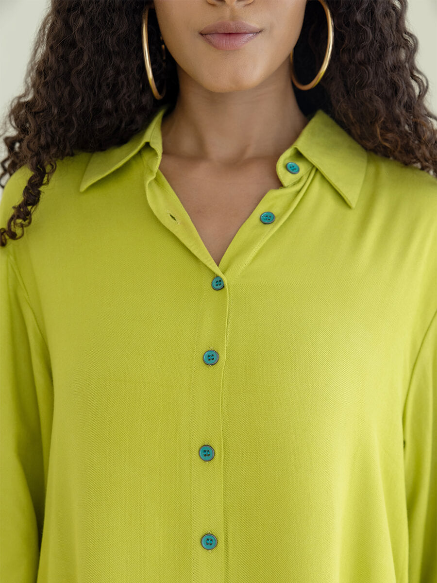 Set of 2 - Tan Long Shirt Dress & Wrap-Around Palazzo Set
