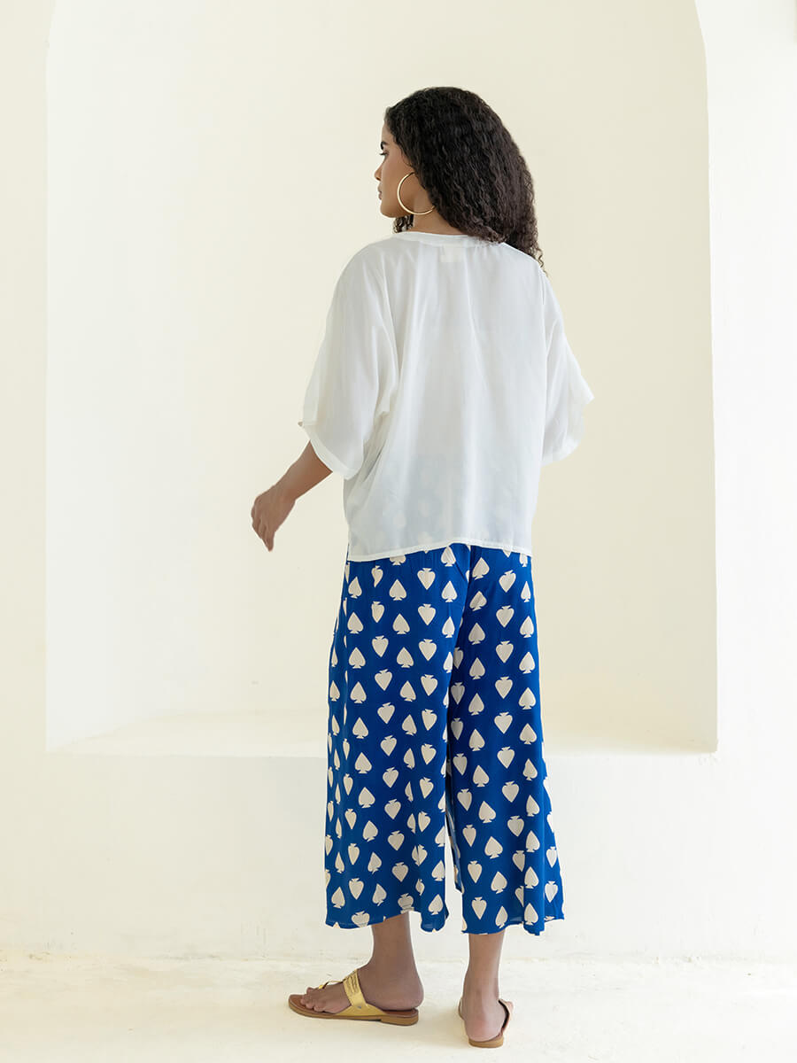 Set of 2 - White Isle Short Top & Wrap-Around Palazzo Pants