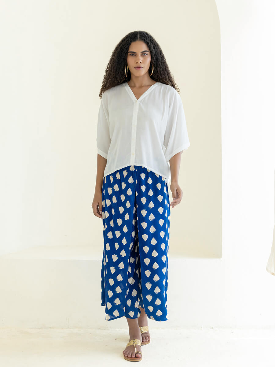 Set of 2 - White Isle Short Top & Wrap-Around Palazzo Pants