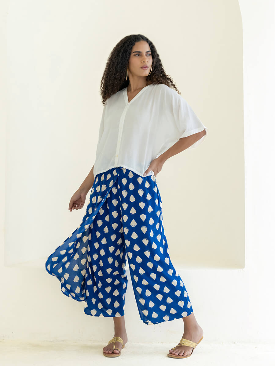 Set of 2 - White Isle Short Top & Wrap-Around Palazzo Pants