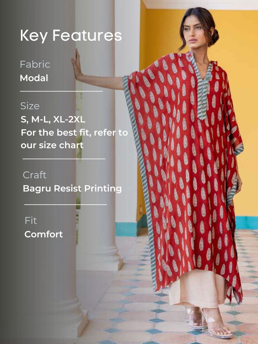 Durga Block Printed Kaftan Kurta