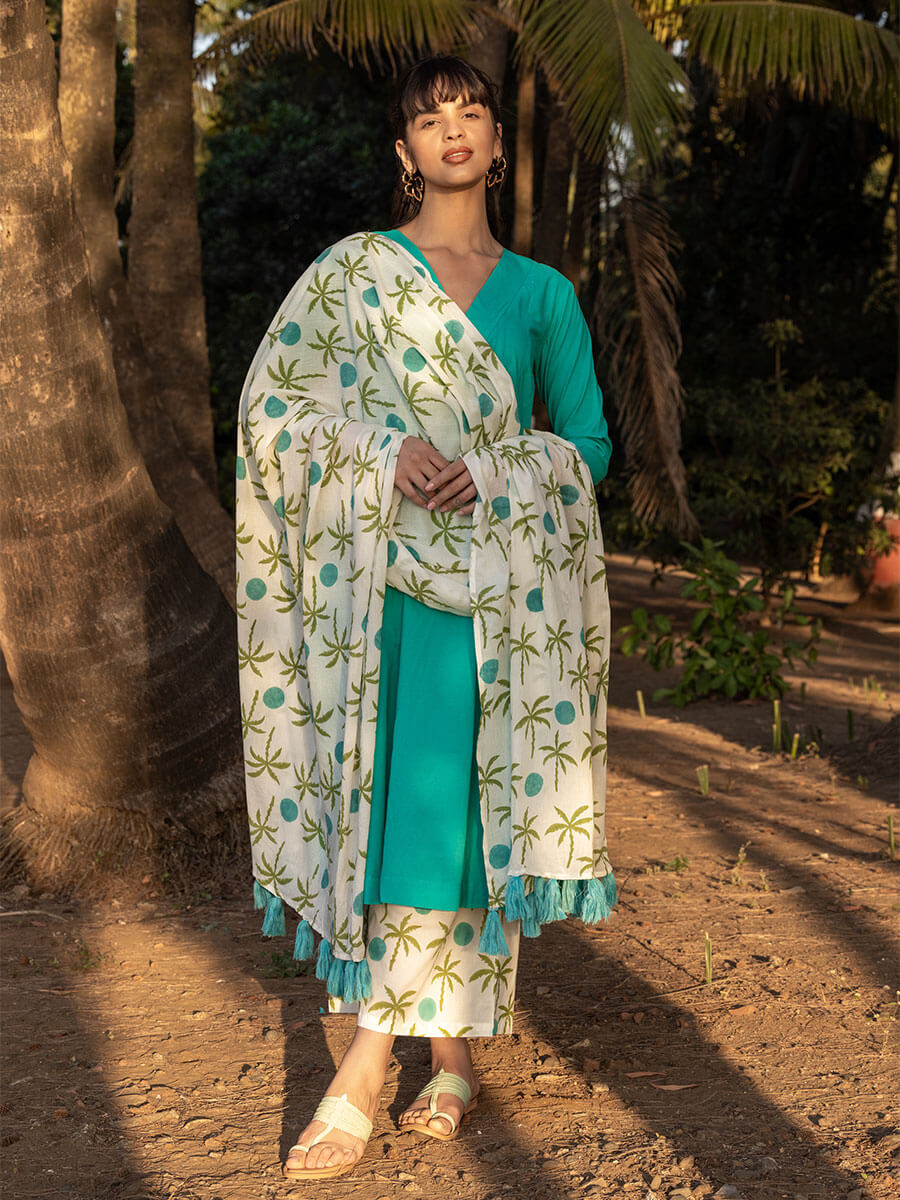 Turquoise Cotton Kurta