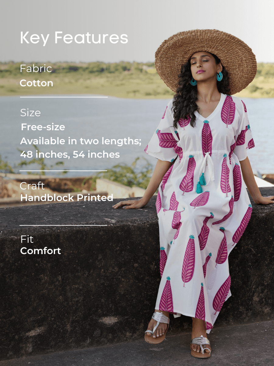 Rachel Hand Block Printed Cotton Kaftan