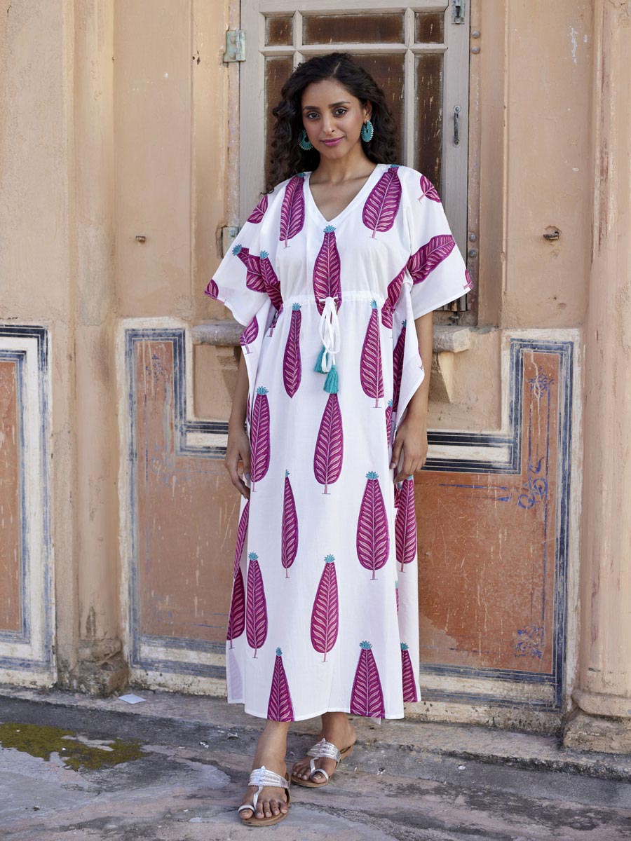 Rachel Hand Block Printed Cotton Kaftan