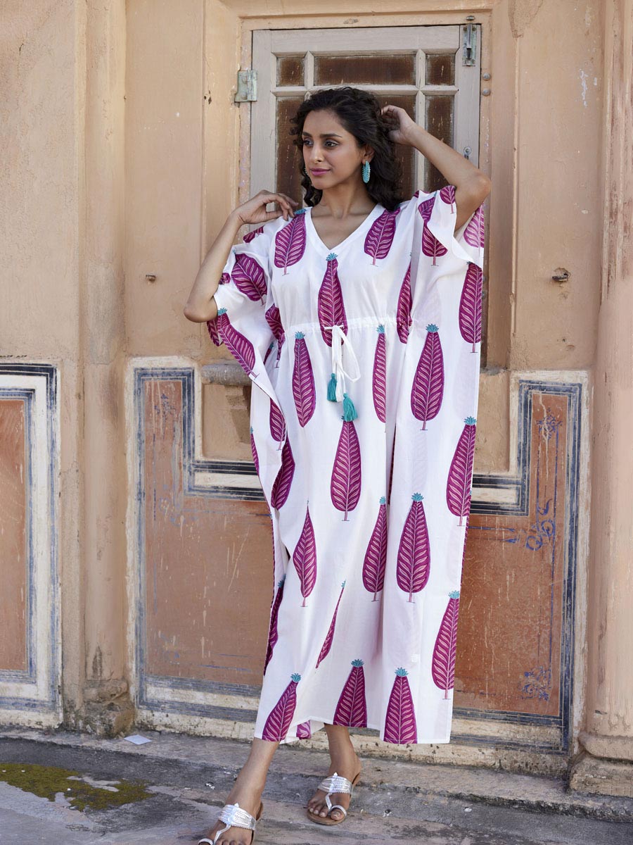 Rachel Hand Block Printed Cotton Kaftan