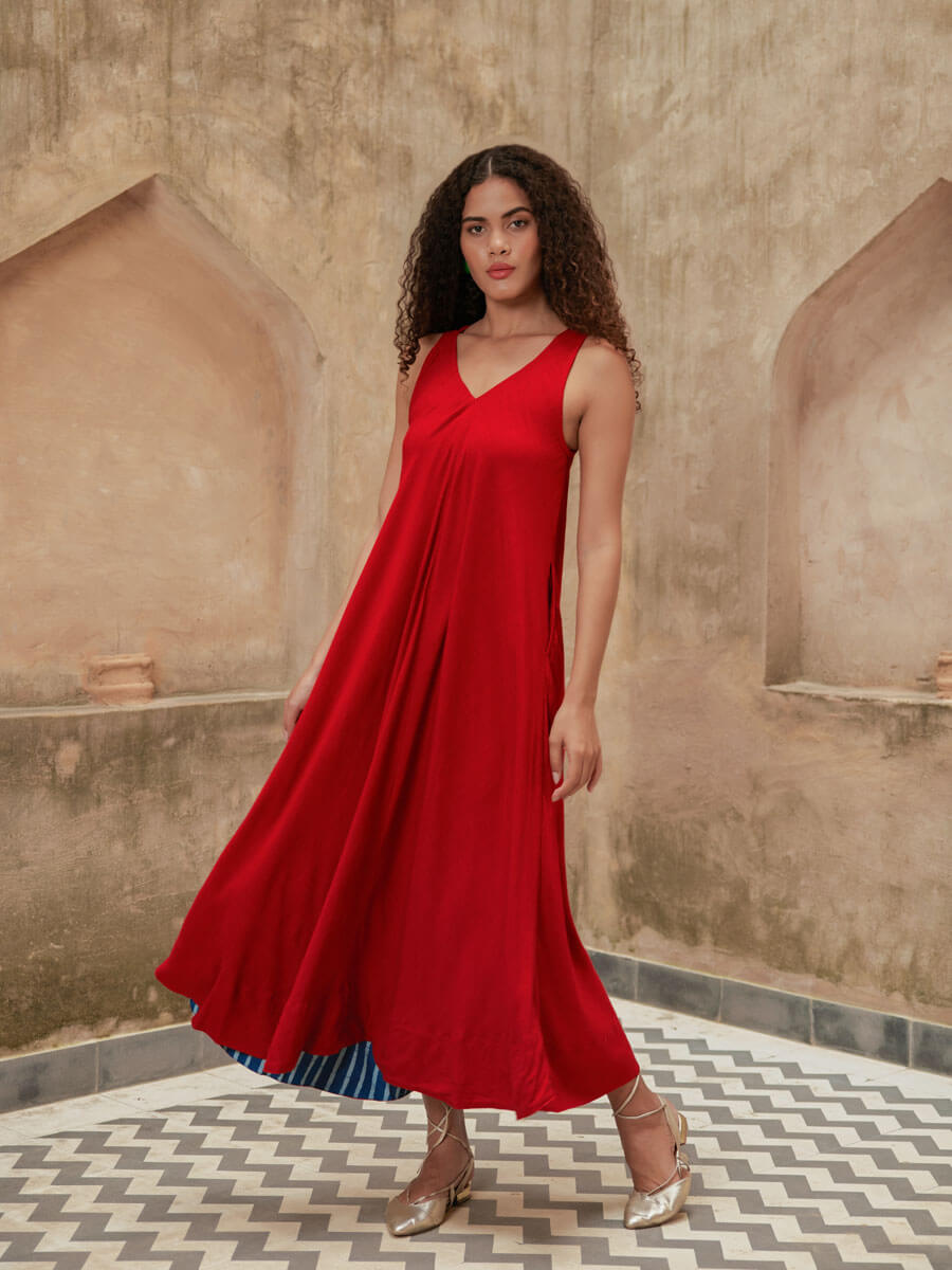 Set of 2 - Red Dot Overlay & Maxi Dress