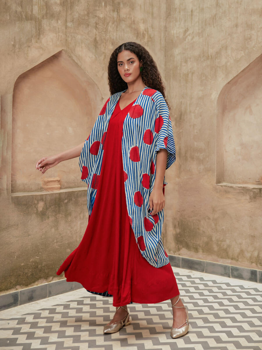 Set of 2 - Red Dot Overlay & Maxi Dress