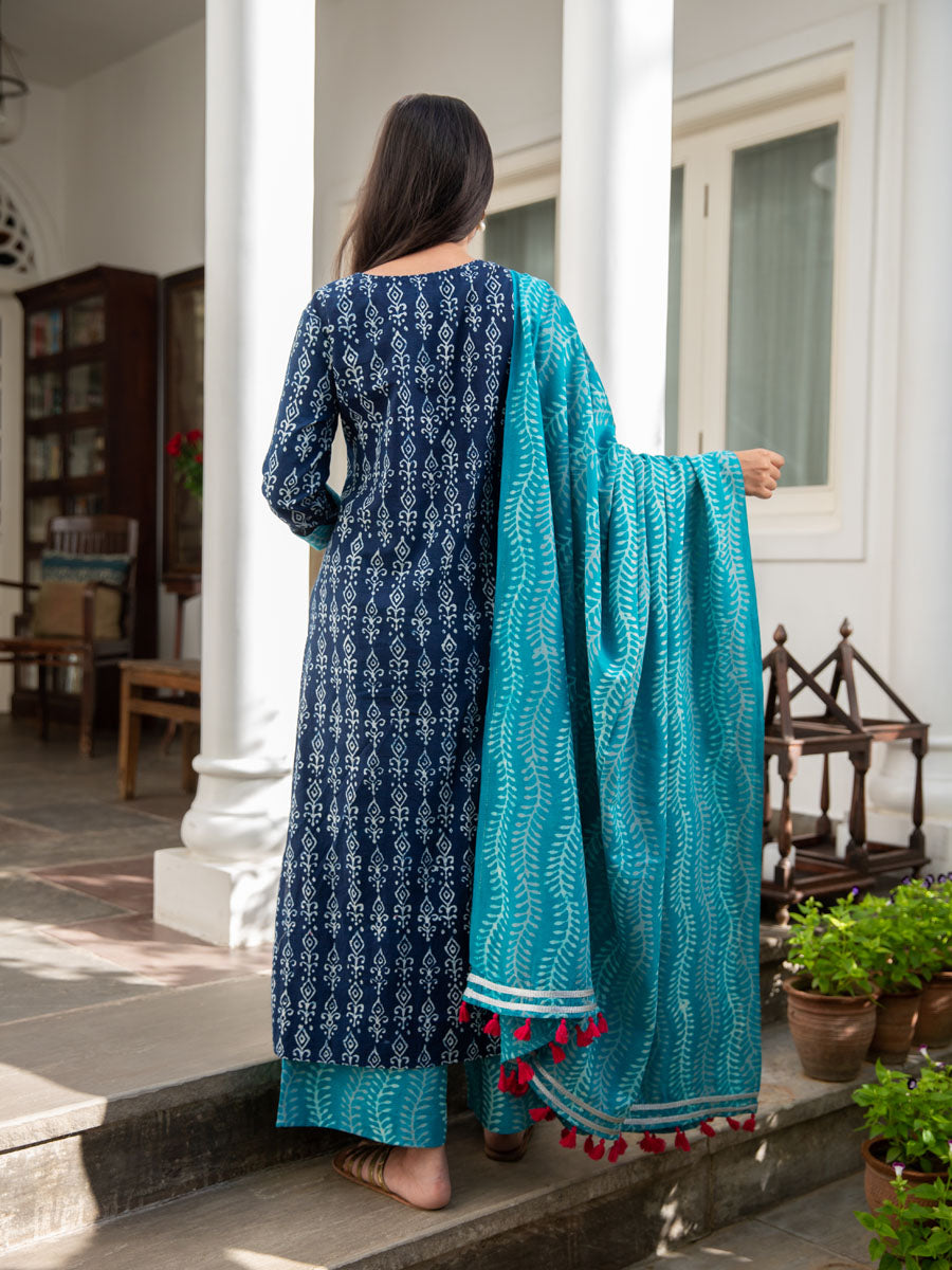 Resham Daabu Cotton Long Kurta
