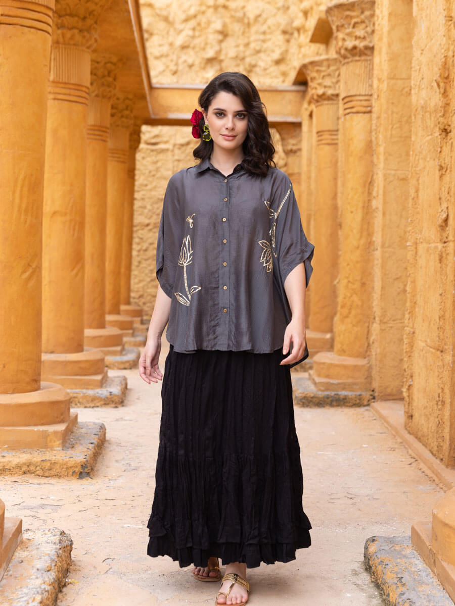 Set of 2 - Empress Poncho Shirt & Skirt