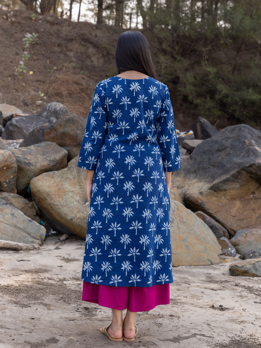 Set of 2 - Sukoon Indigo Cotton Kurta and Palazzo