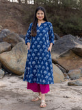 Set of 2 - Sukoon Indigo Cotton Kurta and Palazzo