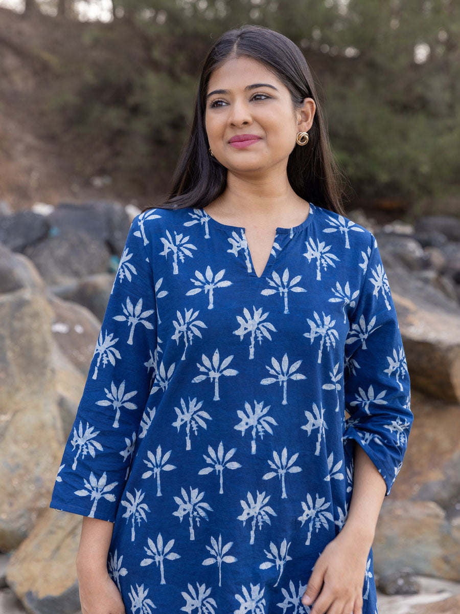 Set of 2 - Sukoon Indigo Cotton Kurta and Palazzo