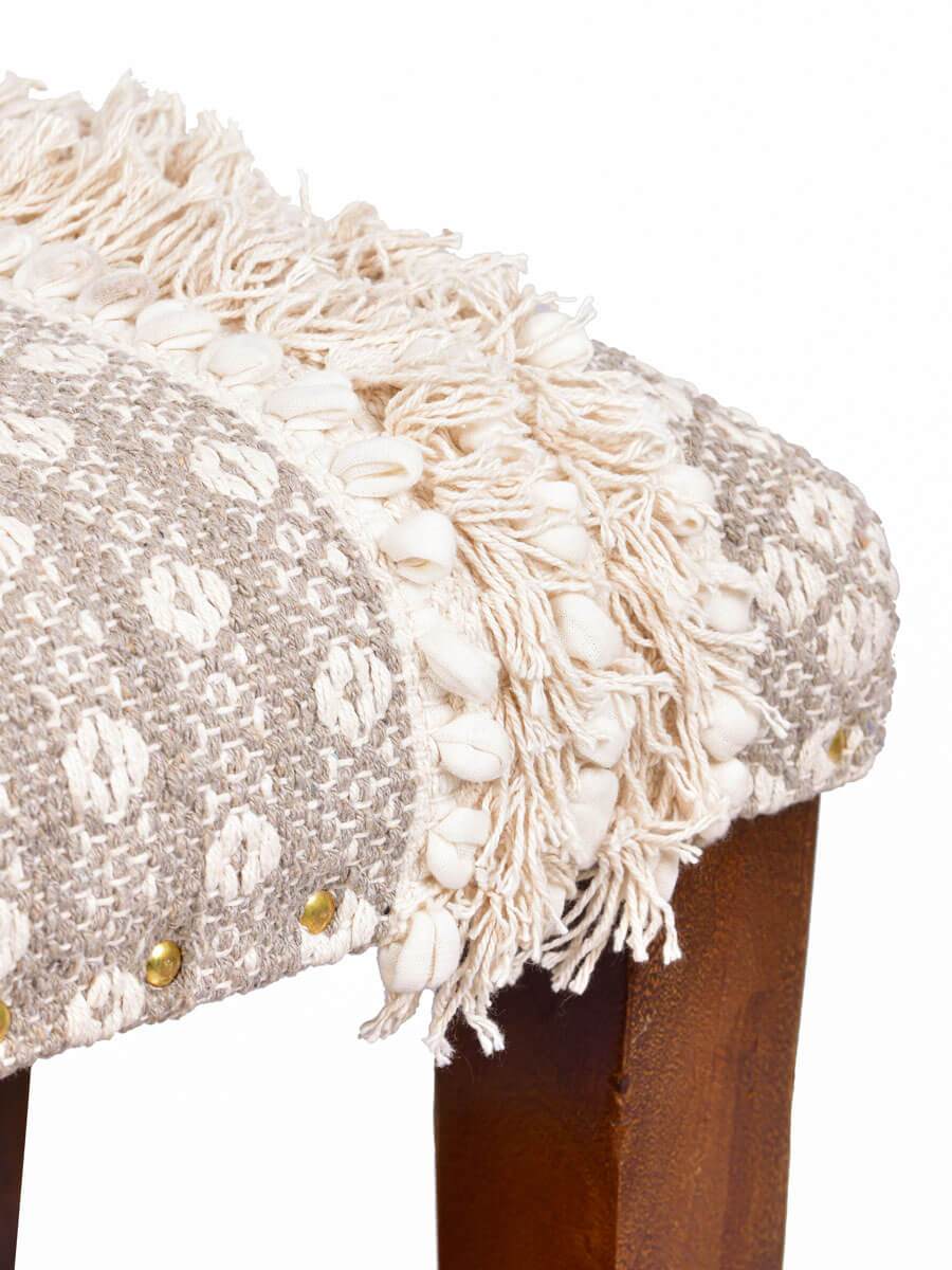 Misty Dew Solid Wood Bench With Upholstery