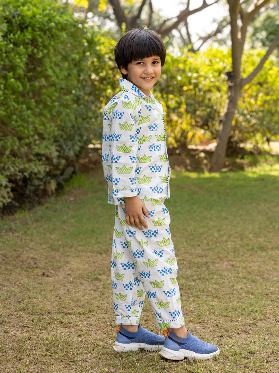 Tintin Organic Cotton Block Printed Pyjama Set