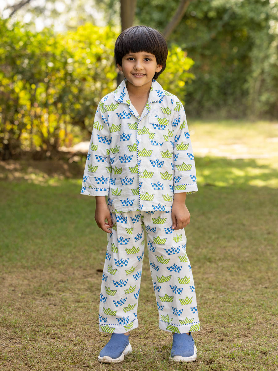 Tintin Organic Cotton Block Printed Pyjama Set