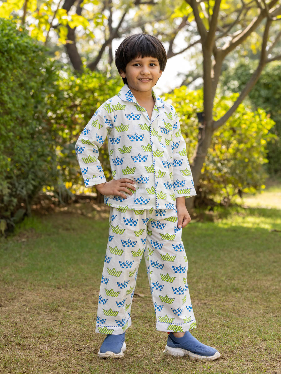 Tintin Organic Cotton Block Printed Pyjama Set