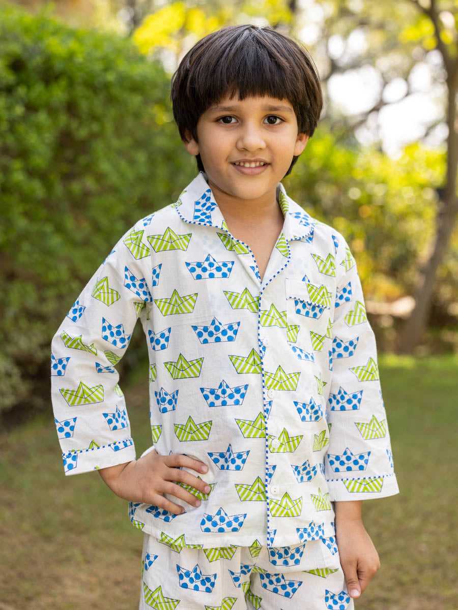 Tintin Organic Cotton Block Printed Pyjama Set