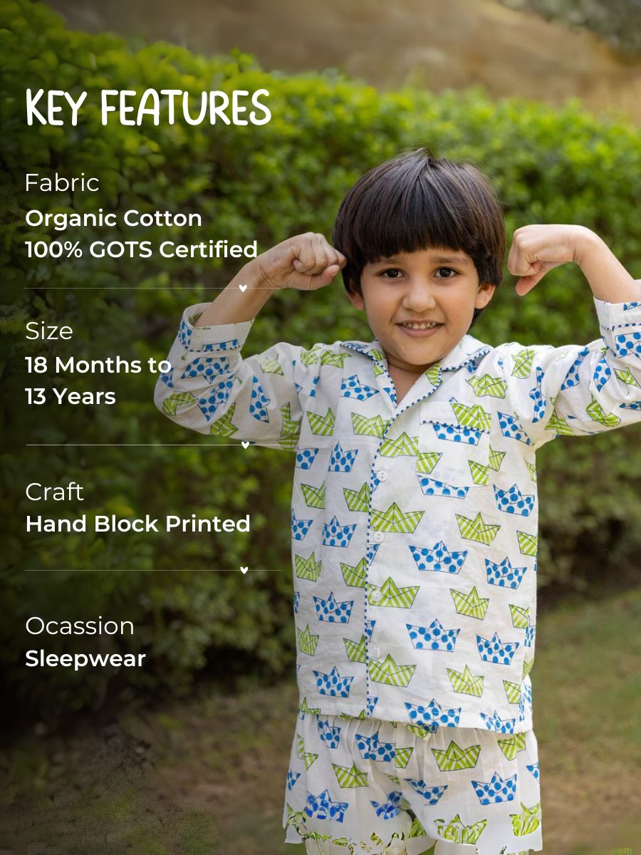 Tintin Organic Cotton Block Printed Pyjama Set