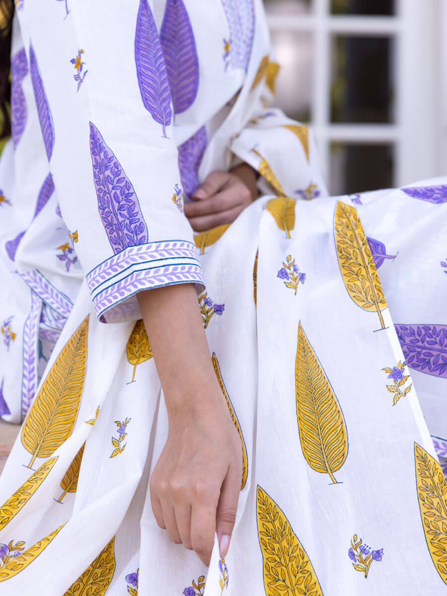 Mustard Cypress Hand Block Printed Cotton Dupatta
