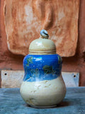 Flying Birds Hand-Thrown Carved Ceramic Jar - Small